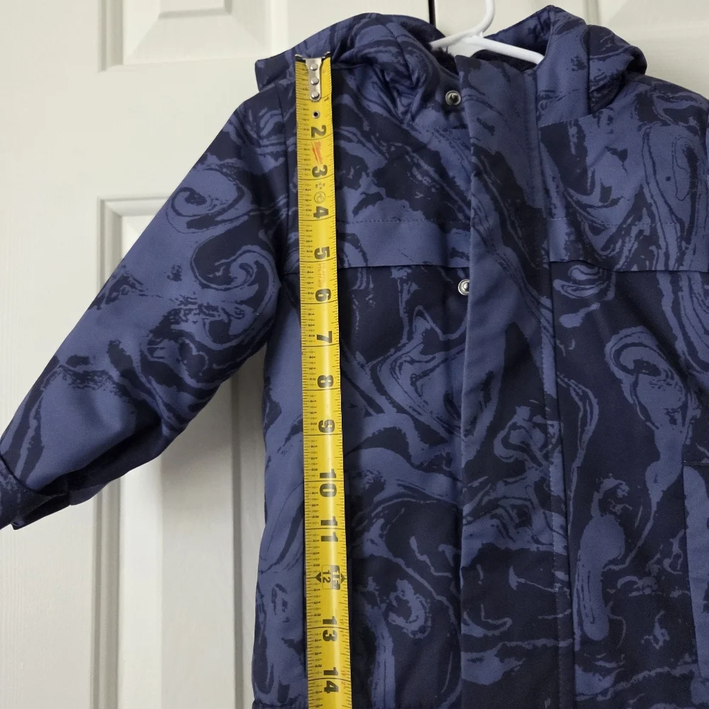 ​Cat & Jack Toddler Boy Blue Marble Winter Puffer Jacket Hooded Fleece Lined 18M